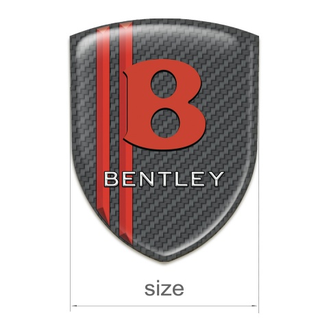 Bentley Emblem Badge Logo Carbon with Red Lines Base Red Logo 