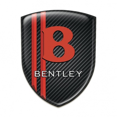 Bentley Tuning Emblem Black carbon with Red Lines Base Red Logo 