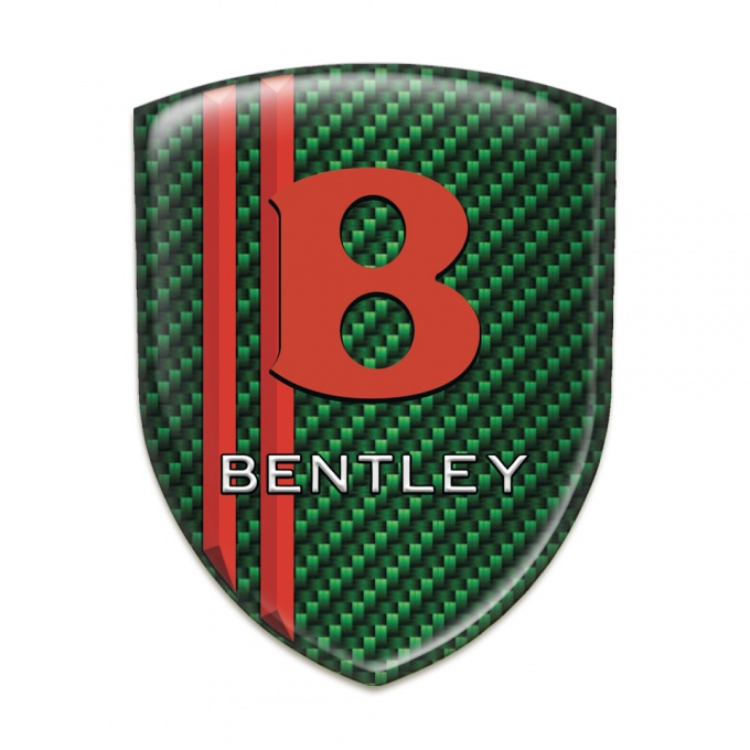 Bentley Self Adhesive Emblem Logo Green Carbon Red Lines Design Red Logo 