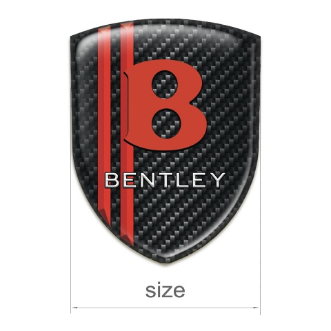 Bentley Domed Emblem Black Fibers with Red Lines Design Red Logo 