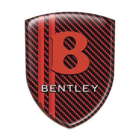 Bentley 3D Gel Emblem Red Carbon with Red Lines Design red Logo 