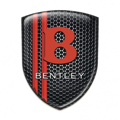 Bentley Emblem Exterior Perforated Steel with Red Lines Design Red Logo 