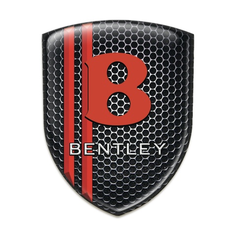 Bentley Emblem Exterior Perforated Steel with Red Lines Design Red Logo 