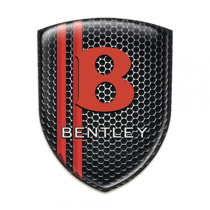 Bentley Emblem Exterior Perforated Steel with Red Lines Design Red Logo 