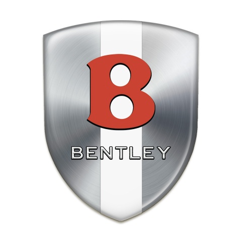 Bentley Tuning Badge Silver with White Ribbon base Red Logo 