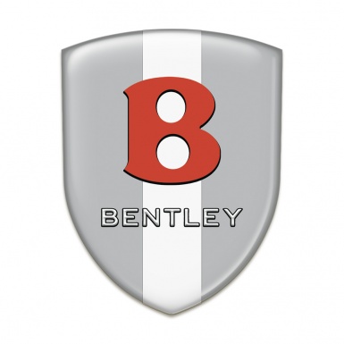 Bentley Car Accessories Badge Gray with White Ribbon Base Red Logo