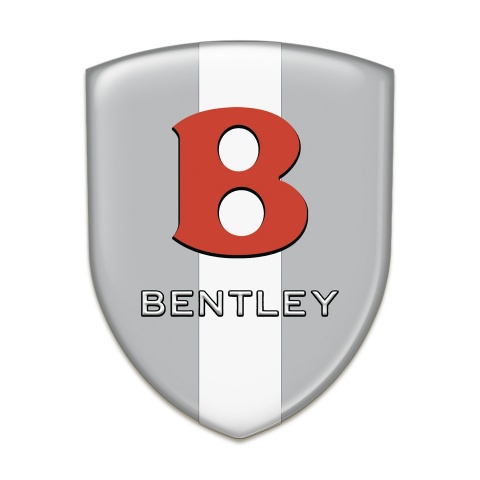 Bentley Car Accessories Badge Gray with White Ribbon Base Red Logo