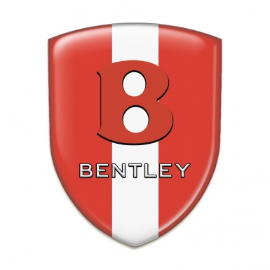 Bentley Self Adhesive Car logo Emblem Red with White Ribbon Base Red Logo 