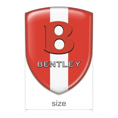 Bentley Self Adhesive Car logo Emblem Red with White Ribbon Base Red Logo 