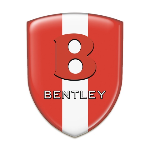 Bentley Self Adhesive Car logo Emblem Red with White Ribbon Base Red Logo 