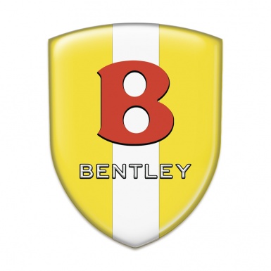 Bentley Silicone Car Decal Badge Yellow with White Ribbon Base Red Logo 