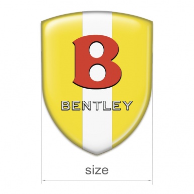 Bentley Silicone Car Decal Badge Yellow with White Ribbon Base Red Logo 