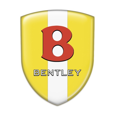 Bentley Silicone Car Decal Badge Yellow with White Ribbon Base Red Logo 