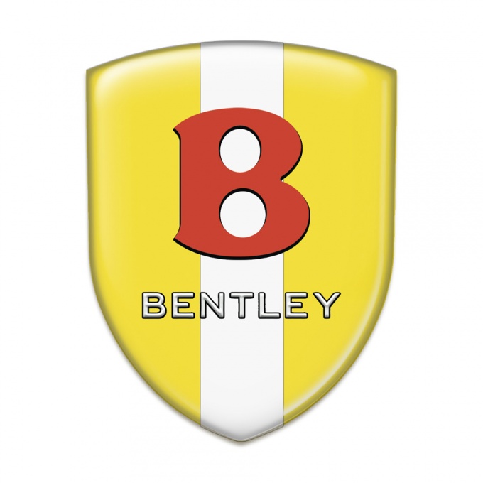 Bentley Silicone Car Decal Badge Yellow with White Ribbon Base Red Logo 