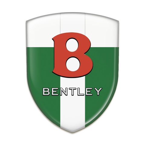 Bentley Silicone Badge Green White with White Ribbon Base Red Logo 