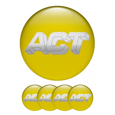 ACT Wheel Emblems for Center Cap Yellow Grey Logo