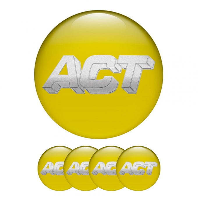 ACT Wheel Emblems for Center Cap Yellow Grey Logo