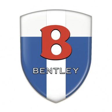 Bentley Auto Emblem Blue White with Ribbon base and Red Logo 