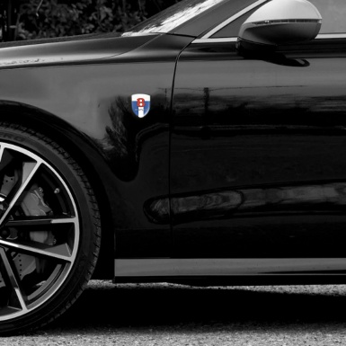 Bentley Auto Emblem Blue White with Ribbon base and Red Logo 