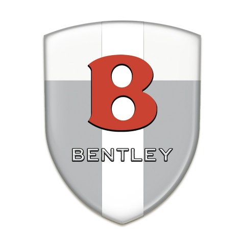 Bentley Emblem Badge Logo Gray White with Ribbon Base and Red Logo