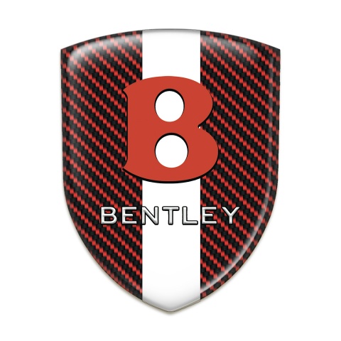 Bentley Resin Sticker Red Carbon White Ribbon Model 