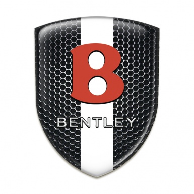 Bentley 3D Gel Emblem Perforated Steel White Ribbon Model 