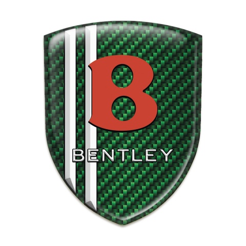 Bentley Self Adhesive Car logo Emblem Green Carbon White Stripes Model 