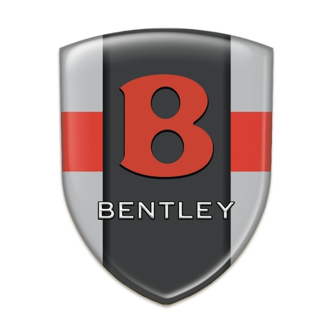 Bentley 3D Gel Emblem Gray with Red Band Design Red Logo