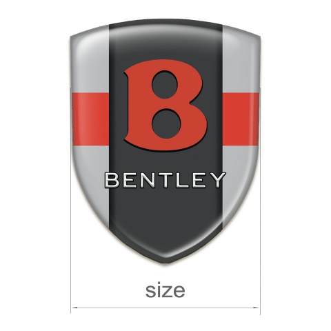 Bentley 3D Gel Emblem Gray with Red Band Design Red Logo