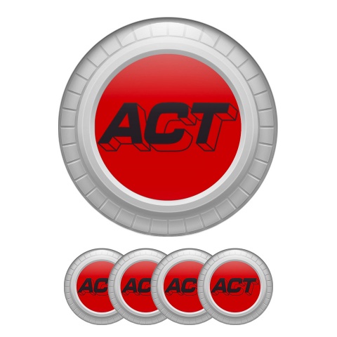 ACT Wheel Emblem for Center Caps Red Grey 3D Ring