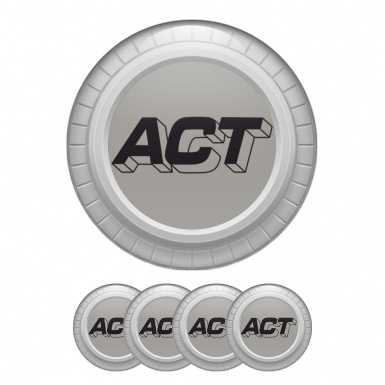 ACT Wheel Emblems for Center Cap Grey 3D Black Logo