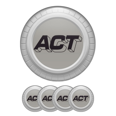 ACT Wheel Emblems for Center Cap Grey 3D Black Logo