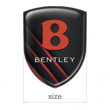Bentley Self Adhesive Car logo Emblem Black Print with Diagonal Red Lines design 