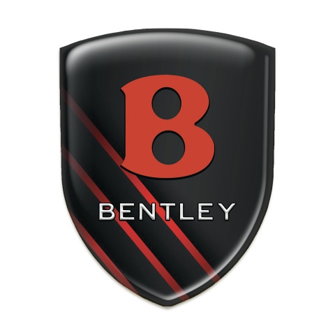 Bentley Self Adhesive Car logo Emblem Black Print with Diagonal Red Lines design 