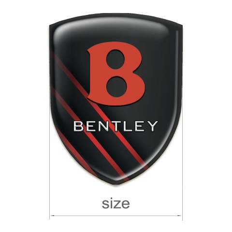 Bentley Self Adhesive Car logo Emblem Black Print with Diagonal Red Lines design 
