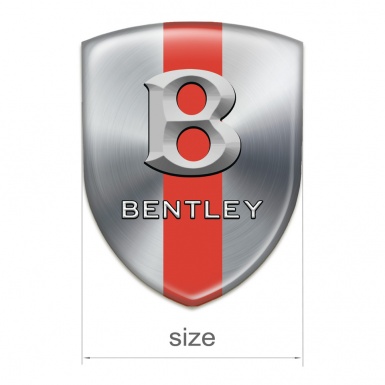 Bentley Auto Emblem Silver with Red Band Style 3D Logo 