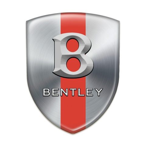 Bentley Auto Emblem Silver with Red Band Style 3D Logo 