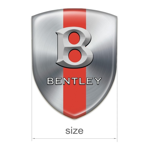Bentley Auto Emblem Silver with Red Band Style 3D Logo 