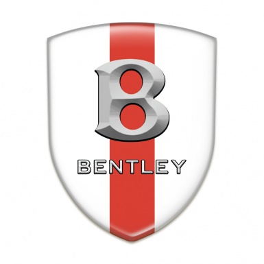 Bentley Tuning Emblem White with Red Band Style 3D Logo 