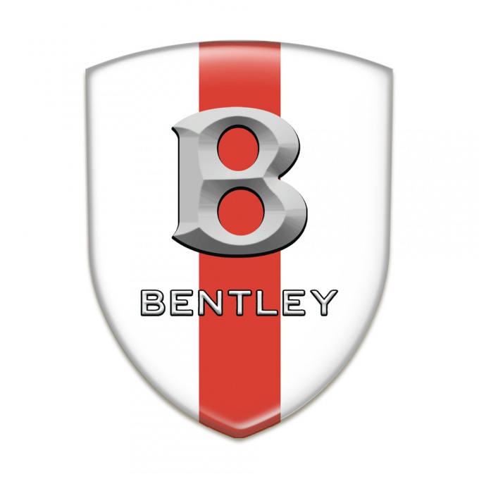 Bentley Tuning Emblem White with Red Band Style 3D Logo 