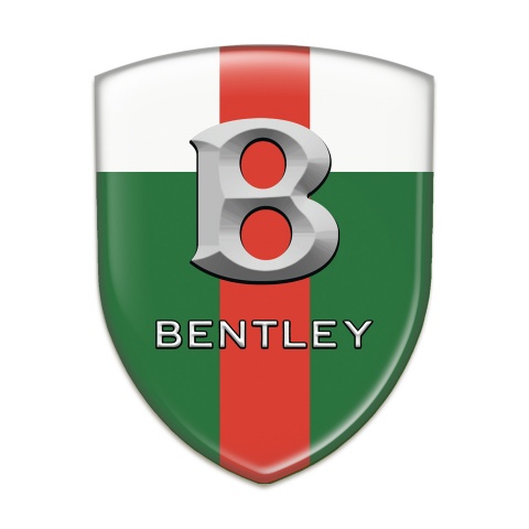 Bentley Self Adhesive Emblem Logo Green White with Red Band Style and Gray Logo 