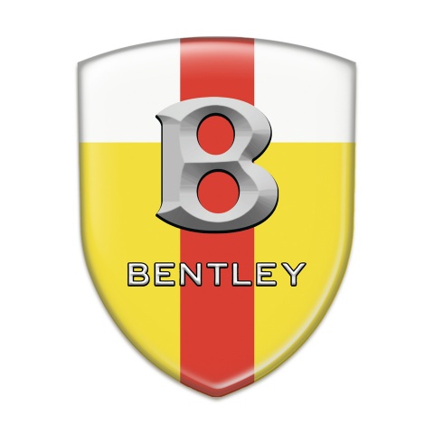 Bentley Resin Sticker Yellow White with Red Band style and Gray Logo 