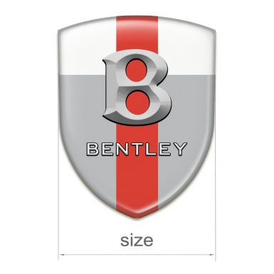 Bentley 3D Gel Emblem Gray White with Red Band Style 3D Logo 