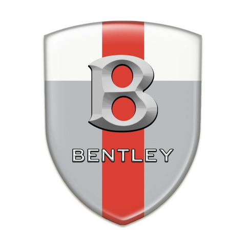 Bentley 3D Gel Emblem Gray White with Red Band Style 3D Logo 