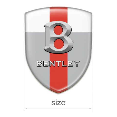 Bentley 3D Gel Emblem Gray White with Red Band Style 3D Logo 