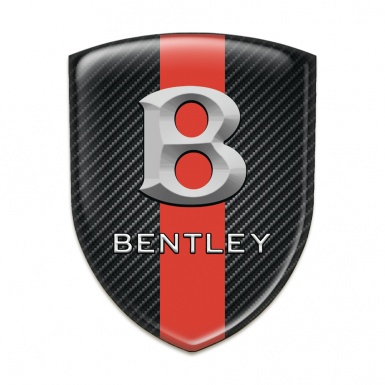 Bentley Car Accessories Badge Black Carbon with Red band Style Gray Logo 