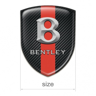 Bentley Car Accessories Badge Black Carbon with Red band Style Gray Logo 