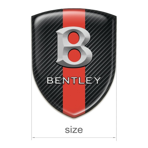 Bentley Car Accessories Badge Black Carbon with Red band Style Gray Logo 