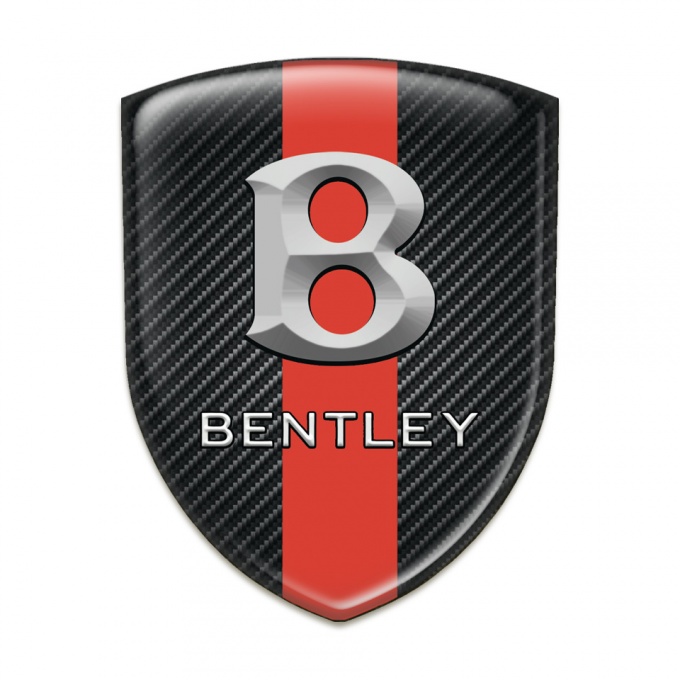 Bentley Car Accessories Badge Black Carbon with Red band Style Gray Logo 