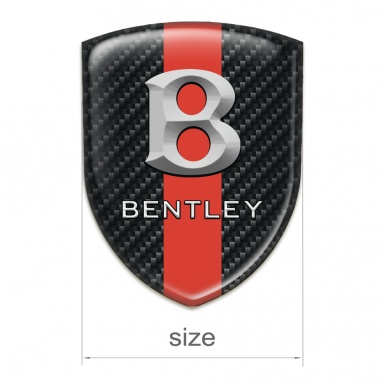 Bentley Self Adhesive Car logo Emblem Black Fibers with Red Band and Gray Logo 